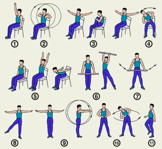 A set of exercises for osteochondrosis